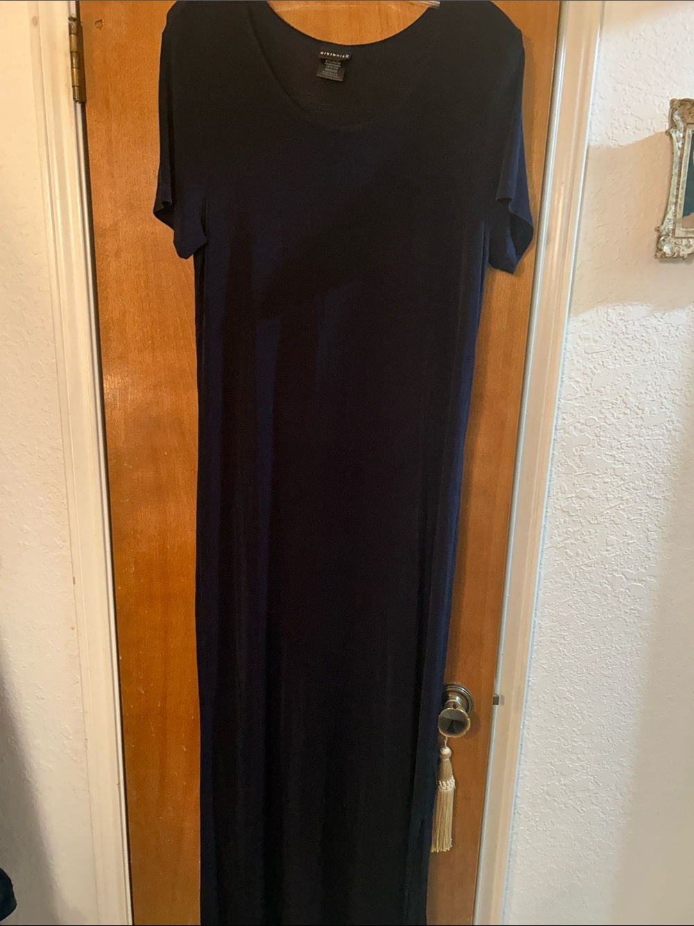 Dark Navy Short-Sleeve Maxi Dress. Medium
